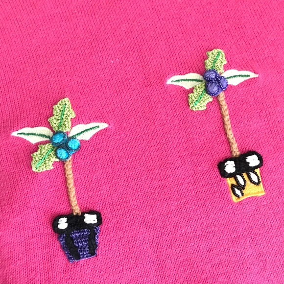 QUACKER FACTORY Zip Cardigan Sweater Whimsical Palm Tree Pink Women’s Size 1X 2X - Picture 6 of 16